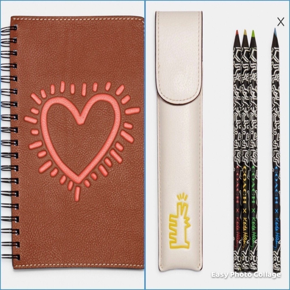COACH Keith Haring Notebook Journal  Beige Heart Notebook NWT